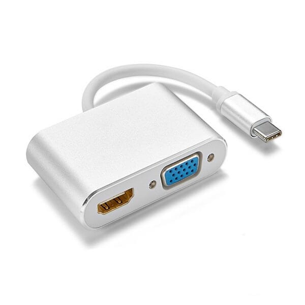 USB Type C 3.1 to 4K HDMI +VGA Port USB-C HUB Adapter Converter For MacBook iPad Pro, Dell XPS 13/15, Surface Go USB Type C 3.1 to 4K HDMI +VGA Port USB-C HUB Adapter Converter For MacBook iPad Pro, Dell XPS 13/15, Surface Go